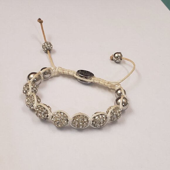 Joseph Nogucci,  glitter glam beaded silver glitz adjustable bracelet - Picture 1 of 11